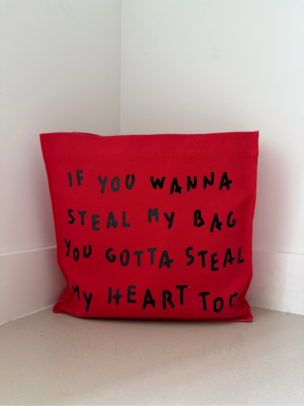 Max & Co. Red Canvas Tote with Black Script